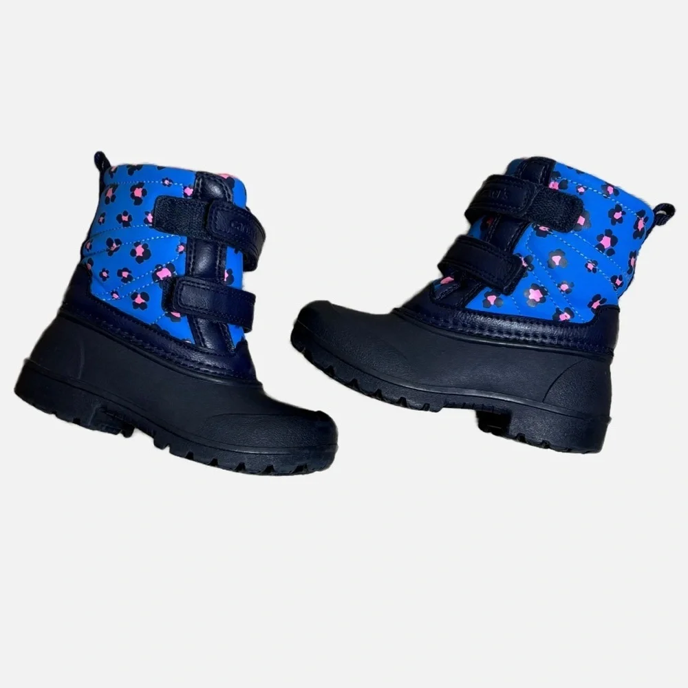 Carter's Girls Deltha Cold Weather Boots Pink and Blue Leopard Print Toddler’s 7